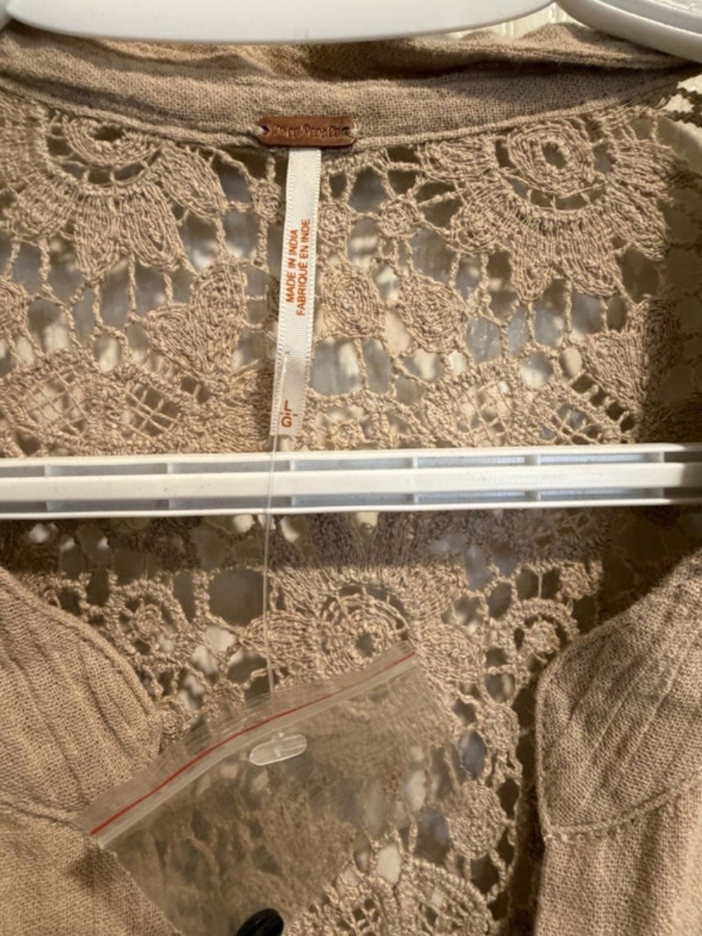 Free People Tan Button-Front Jumpsuit with Lace Back - Picture 5 of 8